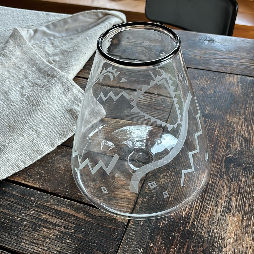 Hand Blown Vase with Southwestern Etching